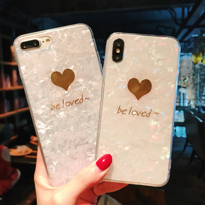 ¼òÔ¼°×É«±´¿ÇÌ̽ð°®ÐÄÆ»¹ûxÊÖ»ú¿ÇiPhone7plus/8±£»¤Ì×6sÅ®¿î·Àˤ