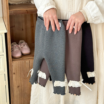 女童加绒打底裤冬季新款婴幼儿保暖长裤外穿 a类宝宝加厚一体绒裤