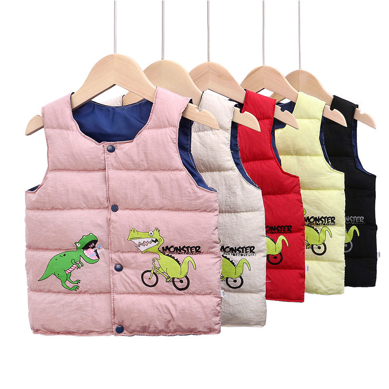 新款秋冬季恐龙儿童羽绒棉马甲男童女童加厚保暖外套棉服婴幼儿