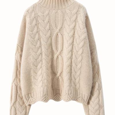 巨美气质！重磅加厚高领羊绒衫女纯色羊绒毛衣套头宽松