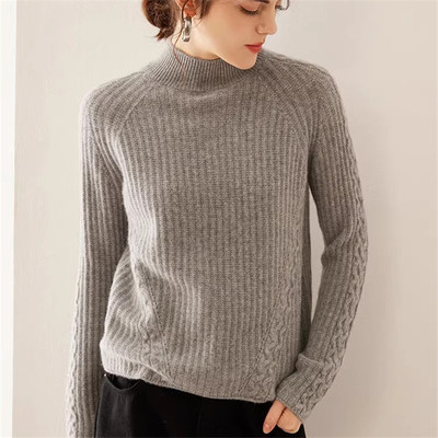 chao火爆！baby小山羊绒衫女半高领宽松毛衣插肩针织衫加厚打底衫