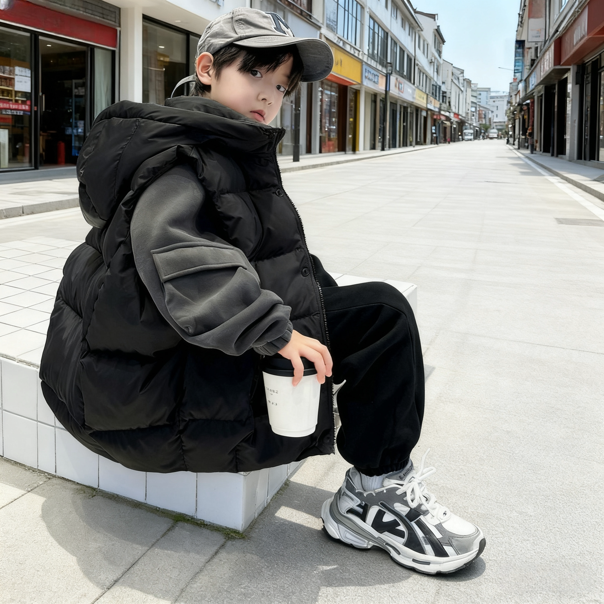 男童加厚外穿羽绒棉马甲冬季2026新款儿童秋冬保暖三件套中大童坎