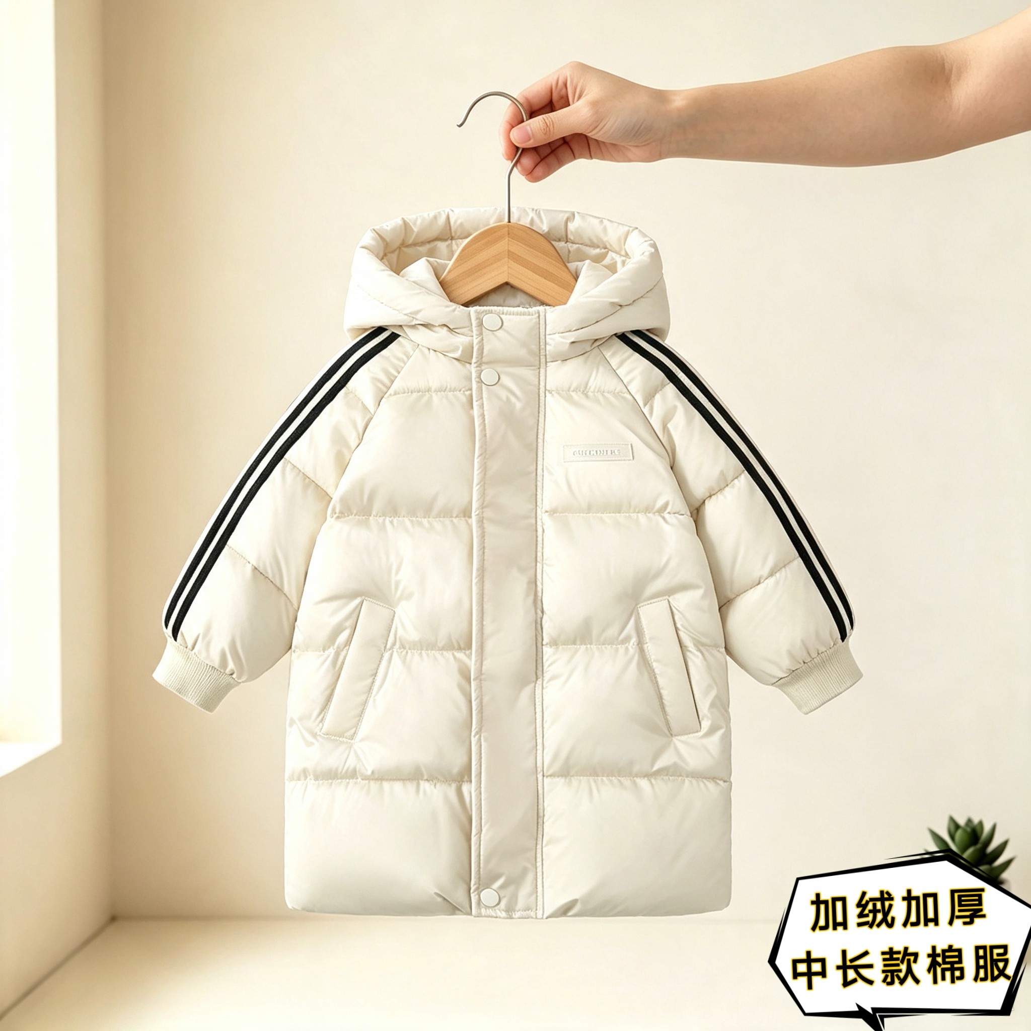 秋季新款儿童棉服加厚中长款男童女童中大童棉衣宝宝过膝童装外套