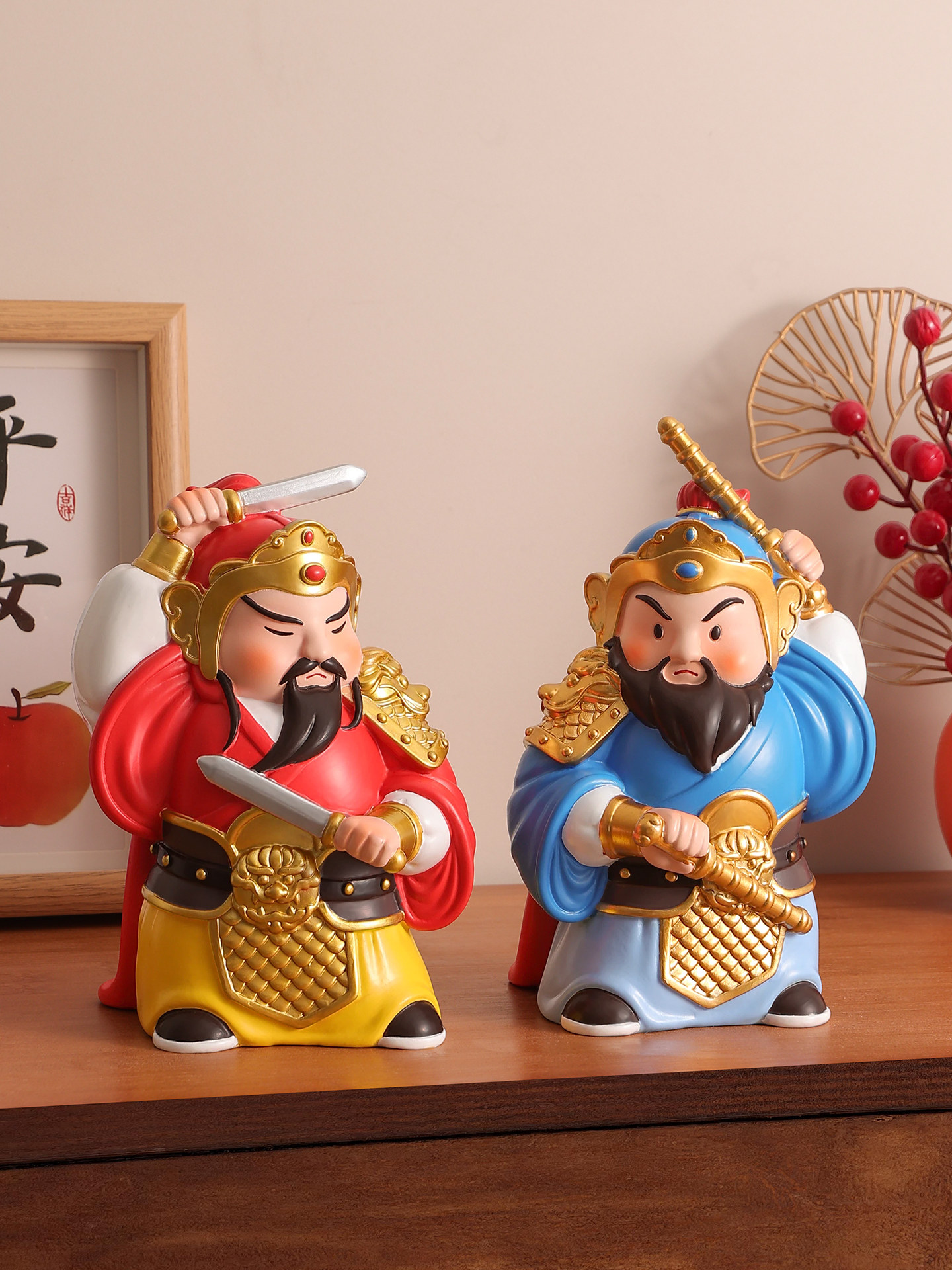国潮门神入户门玄关摆件客厅电视柜装饰品镇宅纳福乔迁新居礼物