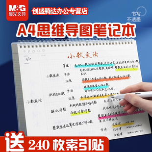 晨光思维导图笔记本本子A4大号线圈本记事本简约ins风加厚横向康奈尔日程本初中生办公专用本格子横式网格本