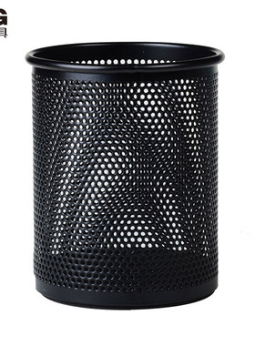 晨光(M&G)文具金属时尚网格圆形笔筒 学生办公用品 桌面收纳盒 黑色单个装ABT98403