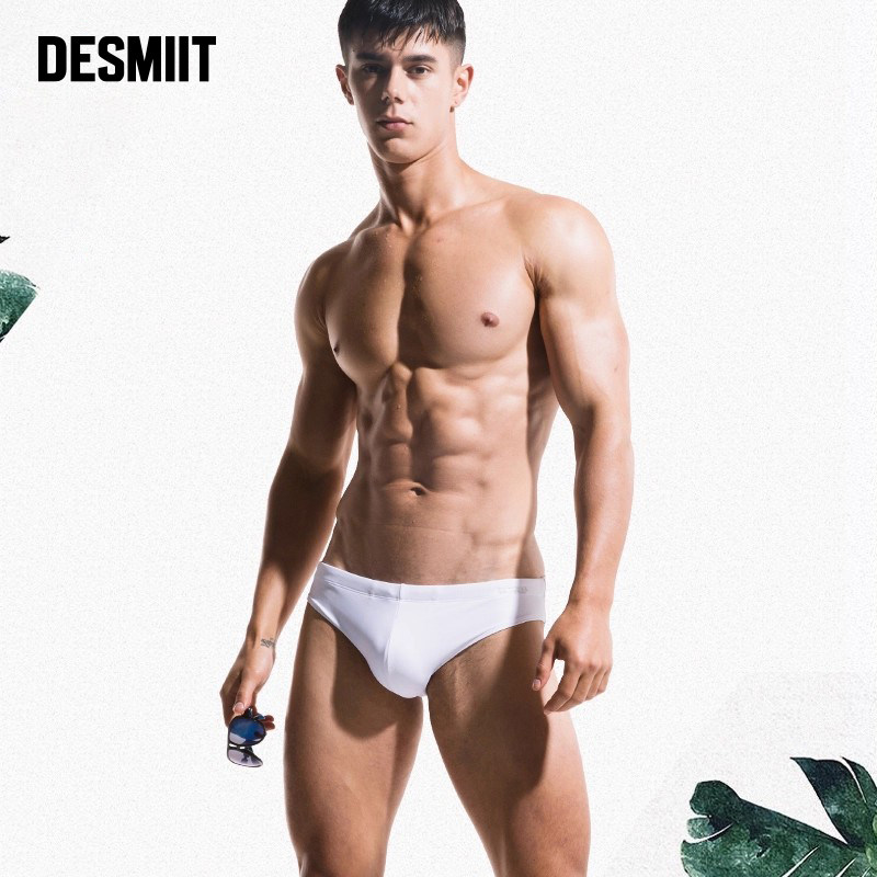 desmiit 男士性感低腰三角泳裤激凸防尴尬显大夏季海滩高弹游泳裤
