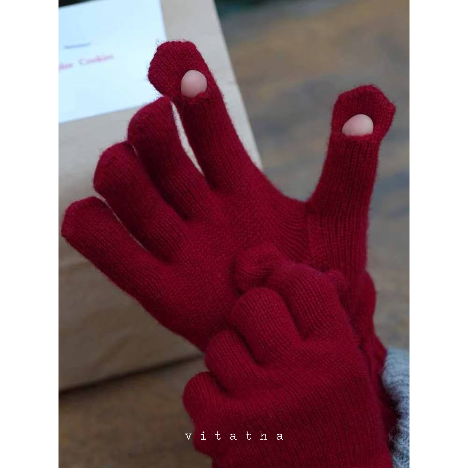 VItatha番塔塔 指尖自由 可触屏防滑保暖羊毛连指针织手套,服饰配件/皮带/帽子/围巾,手套,淘宝优惠券,粉丝福利购,淘宝优惠卷