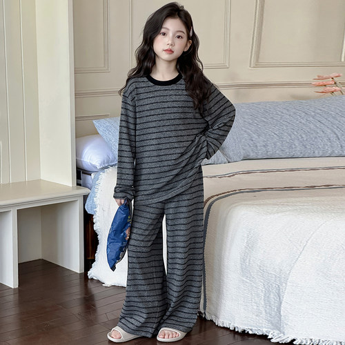 女童秋季睡衣长袖长裤套装