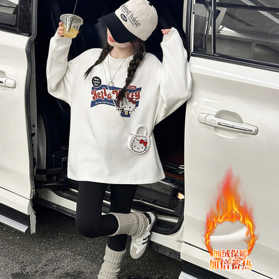 女童秋冬加绒卫衣洋气