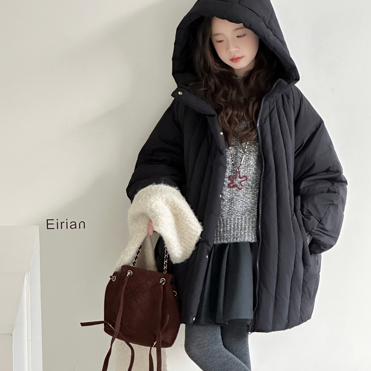 女童冬装加厚中长款羽绒服