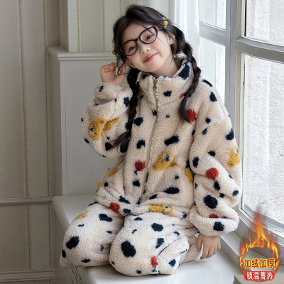 女童冬季珊瑚绒睡衣套装