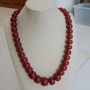 藏风馆 民族风藏装配饰 热卖大珠牛血红仿珊瑚塔链 假珊瑚毛衣链