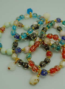 藏风馆甜美炫彩多宝彩色琉璃手链 时尚百搭本明年手串 旅游礼物