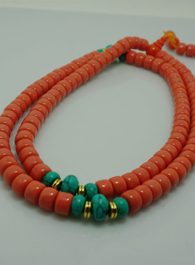 藏风馆 藏式风格108颗藏式扁珠琉璃佛珠 念珠 适合手持把玩