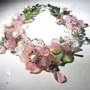 私人定制琉璃粉白色森女新娘头饰花环发饰 AZSHARA 醒月舫