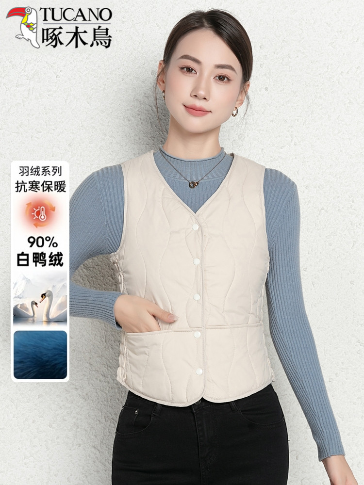 Woodpecker down vest for women, 2025 new autumn/winter lightweigh