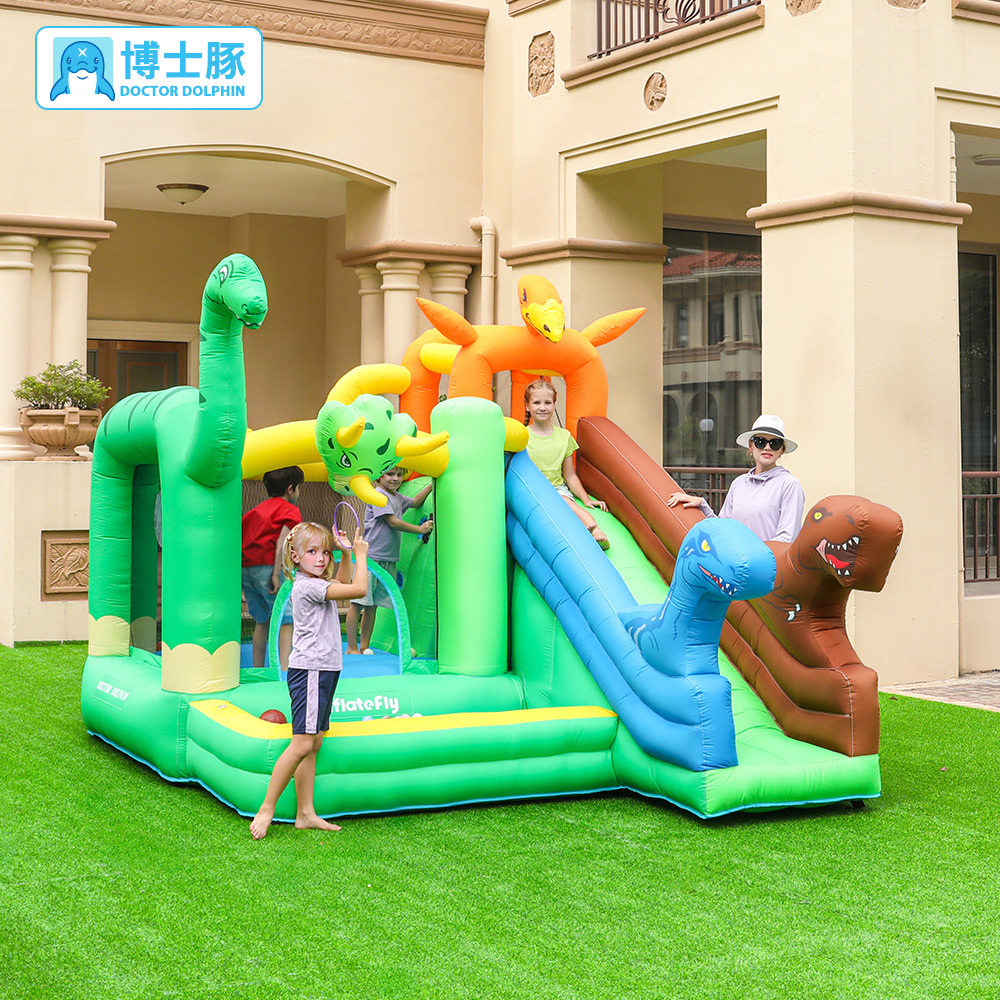 博士豚恐龙王国充气城堡儿童蹦蹦床室内外滑梯充气堡男女孩玩具屋
