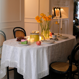 法式 桌布高级感提花刺绣立体感茶台几布定制 博尔西帕