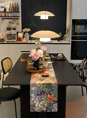 法式复古桌旗氛围感轻奢高级感防水茶台几布定制长条布床旗