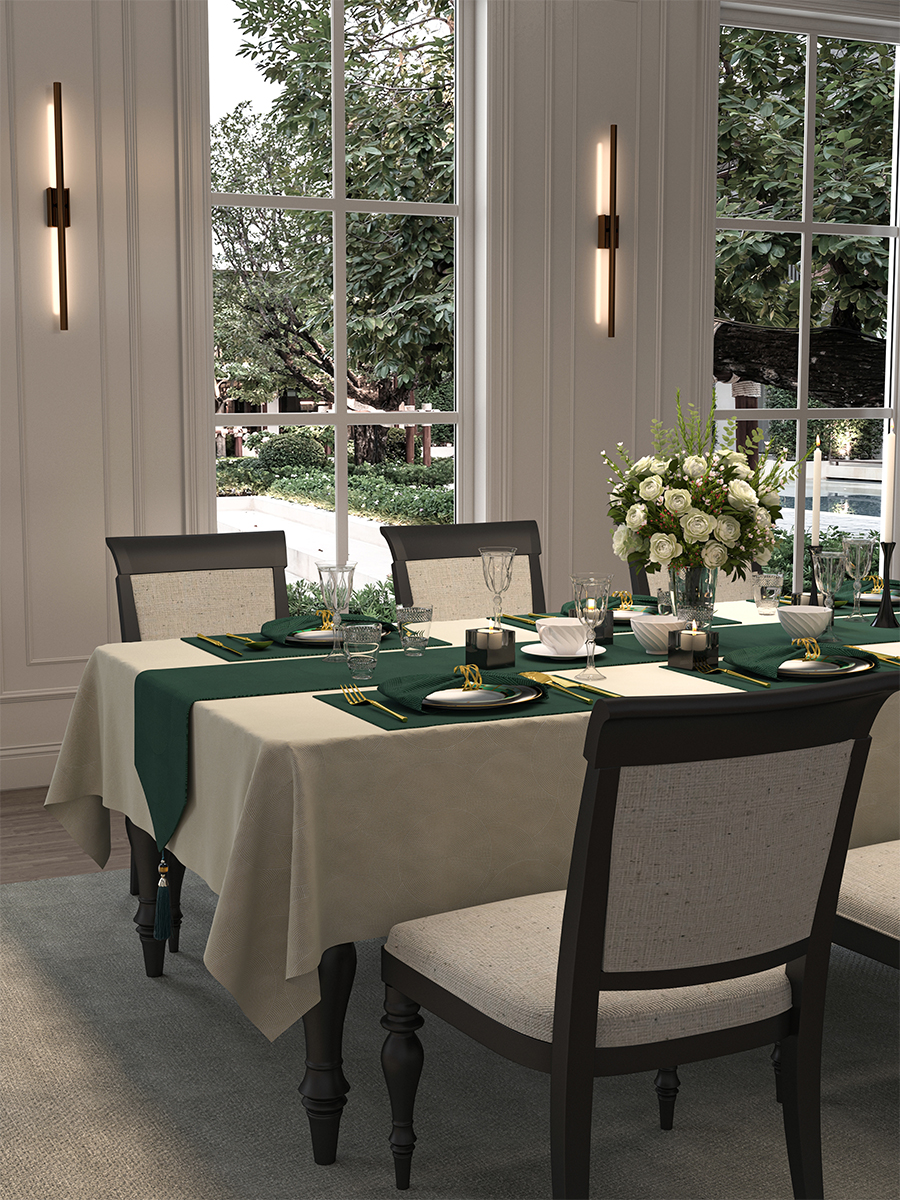 现代简约桌旗长条岩板餐桌布轻奢高端样板间墨绿色防水茶席定制