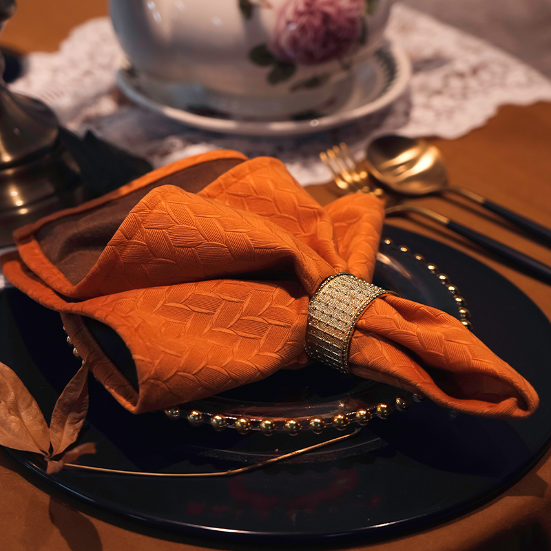餐巾北欧橙色轻奢酒店不掉毛