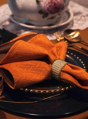 【巴尔赫】餐巾北欧橙色轻奢酒店口布折花擦杯布不掉毛西餐巾布