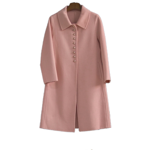 轻奢羊毛呢大衣2026新款中长款全澳毛双面呢羊绒女士外套纯色宽松