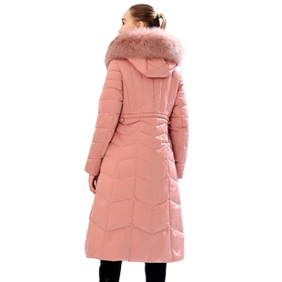 特价加厚羽绒服2025秋冬新款修身高腰连帽狐狸毛领保暖白鸭绒外套