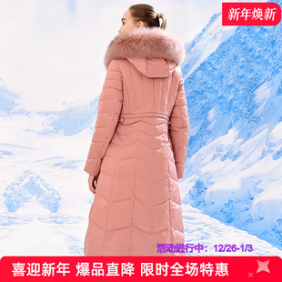 高腰连帽狐狸毛领保暖白鸭绒外套 修身 特价 加厚羽绒服2025秋冬新款