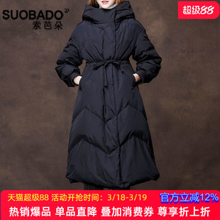 原创中长款冬装加厚羽绒服女2025秋冬特价高腰大码连帽宽松面包服