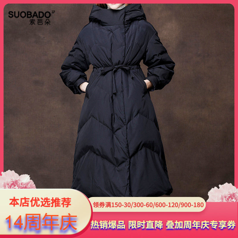 原创中长款冬装加厚羽绒服女2025秋冬特价高腰大码连帽宽松面包服