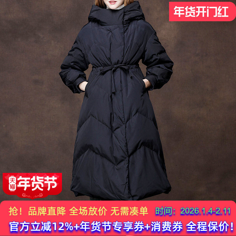 原创中长款冬装加厚羽绒服女2025秋冬特价高腰大码连帽宽松面包服