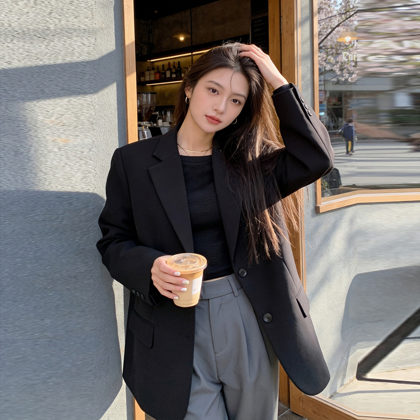 黑色西装外套女款春装2026新款高级感职业通勤休闲西服上衣小个子