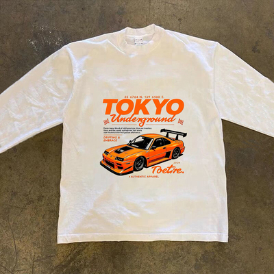 美式复古汽车印花重磅纯棉短袖