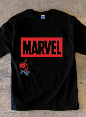 Adonis 重磅 300 克 纯棉不透 潮趣漫威蜘蛛侠印花情侣 T 恤