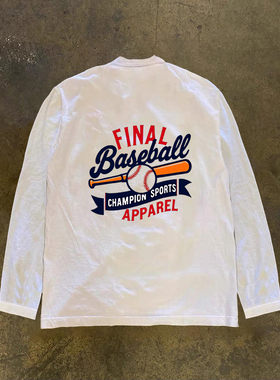 Adonis100% 纯棉 300 克重磅白色长短袖T恤棒球主题印花潮款上衣