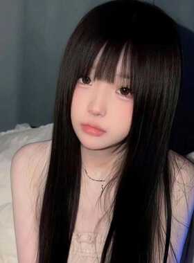 假发女长发黑色长直发日常少女甜美可爱空气刘海仿真自然全头套式