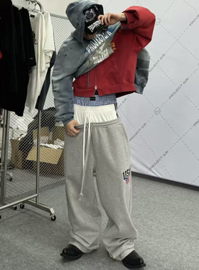 现货Grailz LEARL ProjectGR25ss假三腰拼接阔腿宽松运动卫裤男女