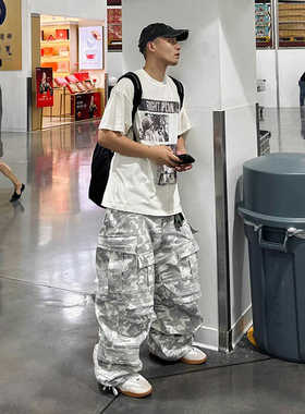 FAR ARCHIVE LEARL24SS黑白迷彩多口袋工装裤Cargo长裤战术伞兵裤