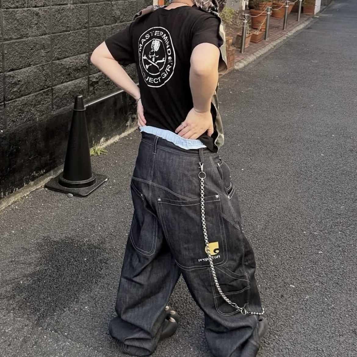 Grailz原色黑牛阔腿直筒牛仔裤