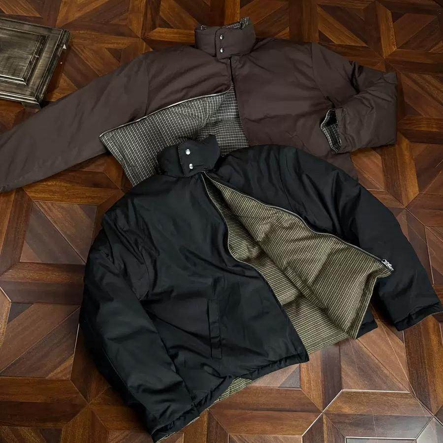 清仓！羽绒服！千鸟格双面穿哈灵顿短宽多形态防泼水磨毛感白鸭绒