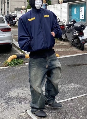 清仓 Undermycar 23FW umc新款垫肩廓形美式立领标语教练夹克外套