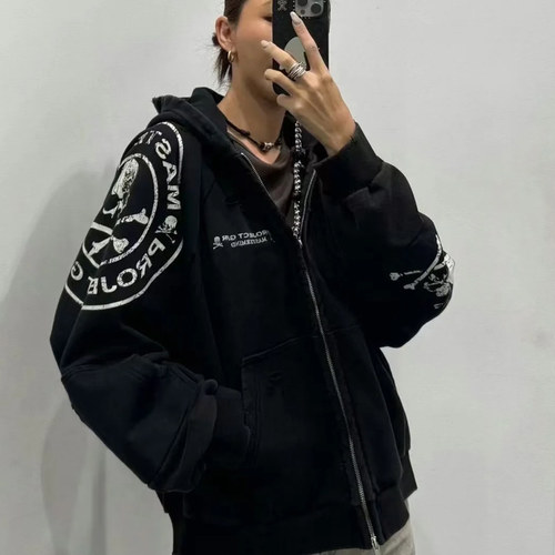 GRAILZ骷髅拼接拉链外套