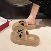 毛毛拖鞋 高级感 厚底增高毛茸茸棉拖网红时尚 女外穿2026春秋季 新款