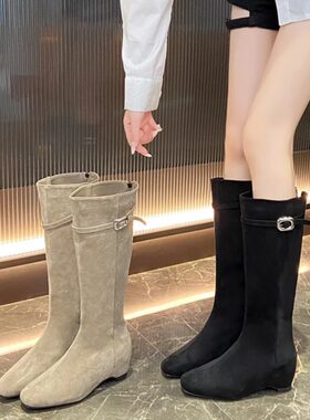 高筒骑士瘦瘦靴女法式不过膝长靴