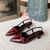 后空浅口名媛风气质细跟高跟鞋 女2026年春夏新款 性感包头凉鞋 时尚