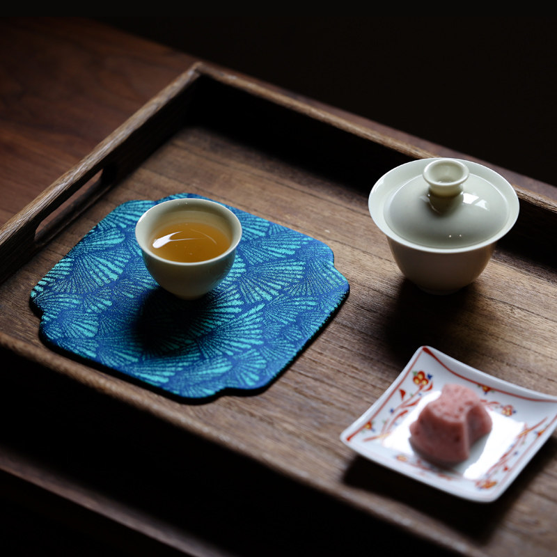 双姊妹中式布艺宋锦方形壶承垫