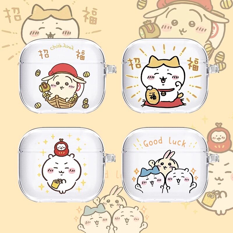 适用chiikawa苹果耳机壳airpods4保护套airpodspro3新款透明软壳airpod吉伊卡哇ipods小八