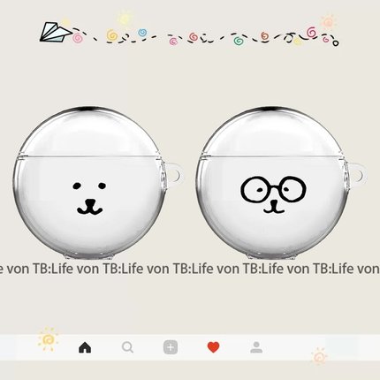 自嘲熊可爱适用华为freebuds7i保护套情侣透明软壳保护套卡通FreeClip耳夹4e耳机套无线蓝牙耳机保护套pro4